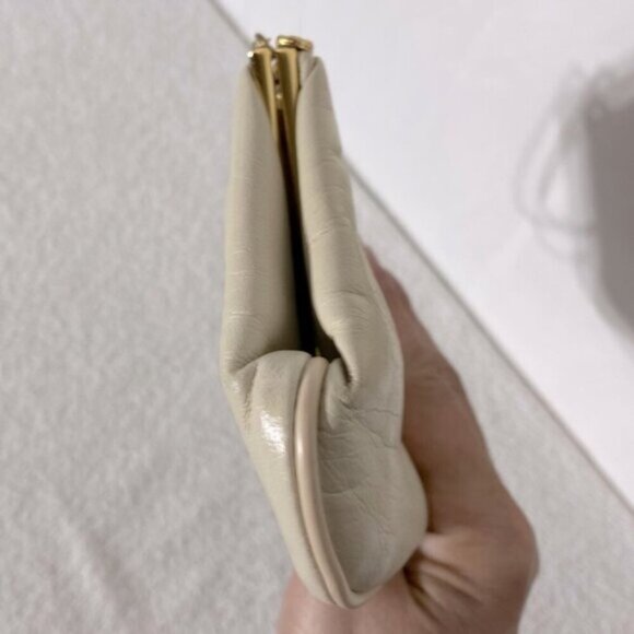 Vintage Cream Leather Mini Purse Clutch Wristlet - Picture 5 of 14